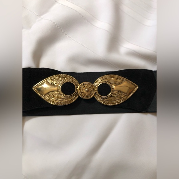 Vtg 1980s Asymmetrical Black Stretchy Waist Belt - Picture 13 of 14